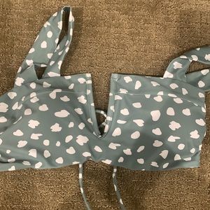 Bikini top and bottoms green and white spots
